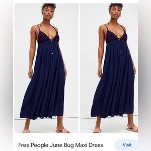 Navy blue embroidered maxi dress brand new